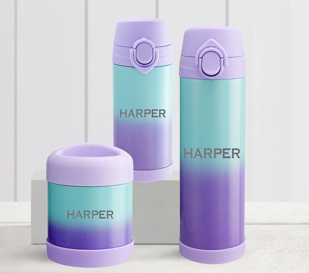 Mackenzie Lavender/Aqua Ombre Sparkle Glitter Hot Cold Container